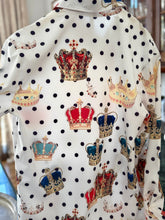 Load image into Gallery viewer, Mens Crown Polka Dot Button Down Shirt in White
