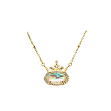 Load image into Gallery viewer, Kendra Scott Crown Necklace Gold Crown with Gemstone Pendant
