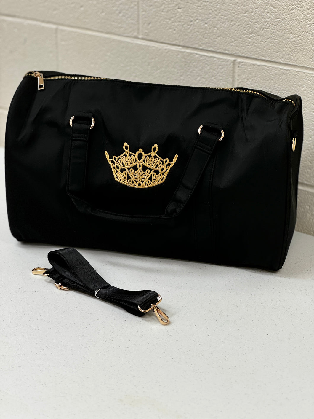 Duffel Bag Small Overnight with Embroidered MVA Crown in Gold