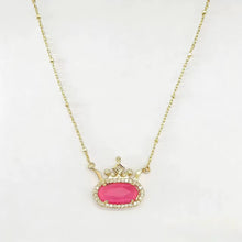 Load image into Gallery viewer, Kendra Scott Crown Necklace Gold Crown with Gemstone Pendant
