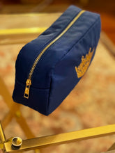 Load image into Gallery viewer, Cosmetic Bag Makeup Accessory Bag Cobalt Blue with Embroidered MVA Crown
