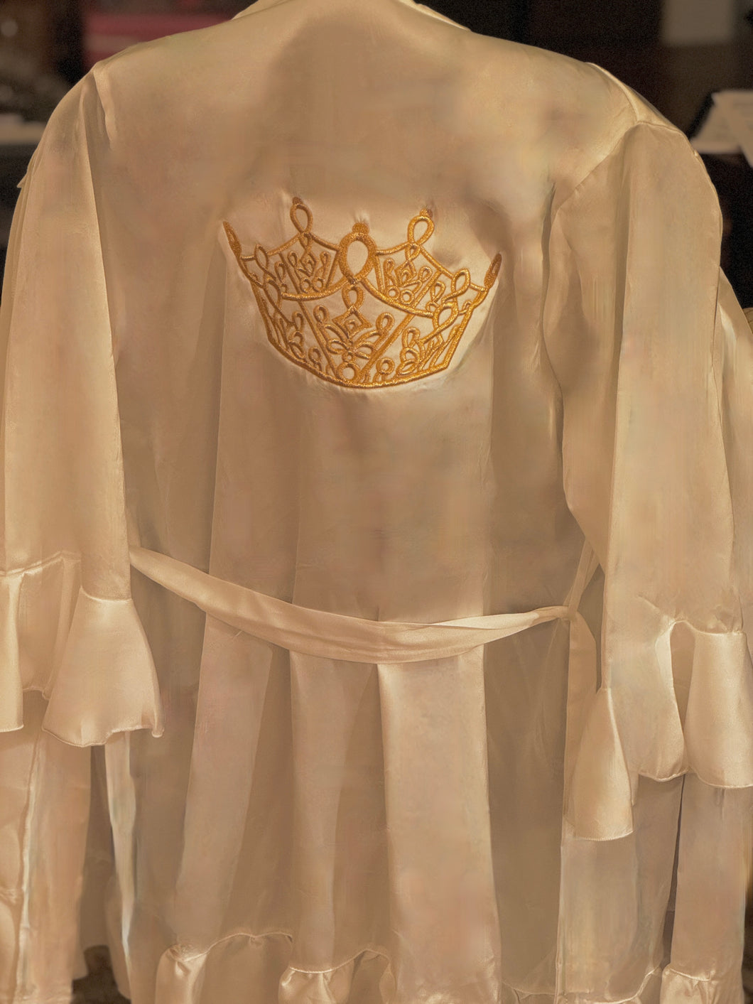 Robe with embroidered Miss Teen Volunteer America Crown