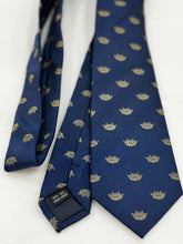 Load image into Gallery viewer, Men&#39;s Necktie in Navy with custom Miss Volunteer America Crown
