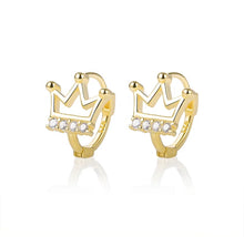 Load image into Gallery viewer, Earrings--14K Gold Plated CZ Diamond Wire Hoop Earrings
