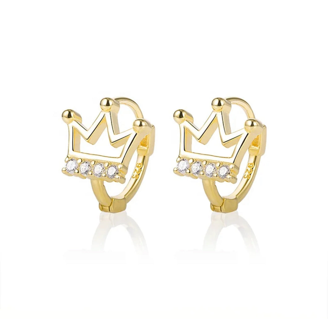 Earrings--14K Gold Plated CZ Diamond Wire Hoop Earrings