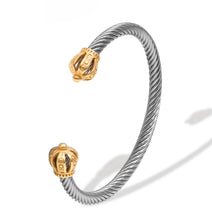 Load image into Gallery viewer, Bracelet Crown Cable Cord Cuff in Silver and Gold
