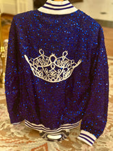 Load image into Gallery viewer, Jacket Cobalt Zip Up Embroidered Sequin Volunteer Varsity Jacket
