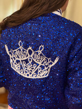 Load image into Gallery viewer, Jacket Cobalt Zip Up Embroidered Sequin Volunteer Varsity Jacket
