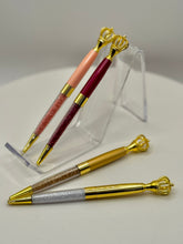 Load image into Gallery viewer, Pen-Gold Crown Top with Crystal Pen--4 Color Options
