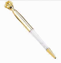 Load image into Gallery viewer, Pen-Gold Crown Top with Crystal Pen--4 Color Options
