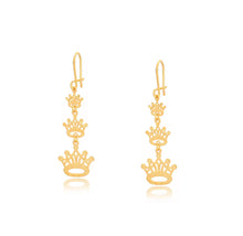 Load image into Gallery viewer, Earrings gold three-crown dangle earrings
