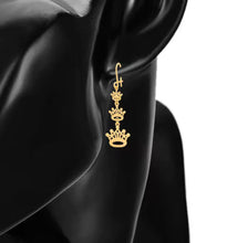 Load image into Gallery viewer, Earrings gold three-crown dangle earrings
