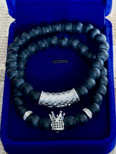 Load image into Gallery viewer, Mens Bracelet Black Onyx Matte Bead Kings Bracelet--Double Set in Silver
