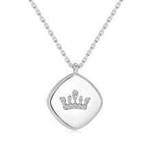 Load image into Gallery viewer, Necklace Silver Crown Disc
