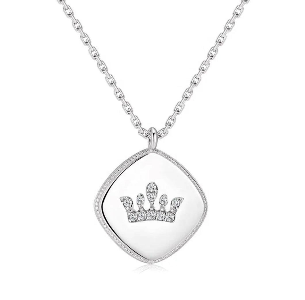 Necklace Silver Crown Disc