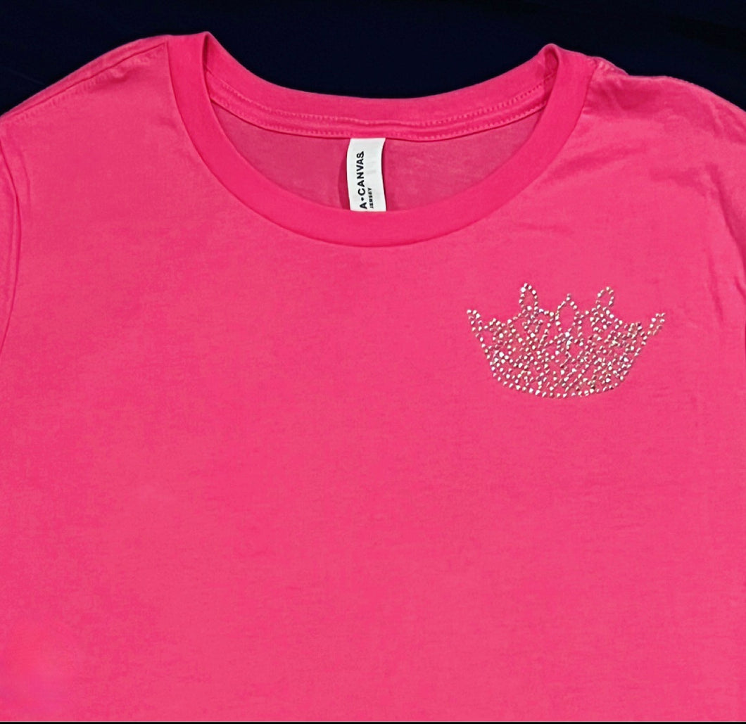 T-Shirt Rhinestone Crown Pink