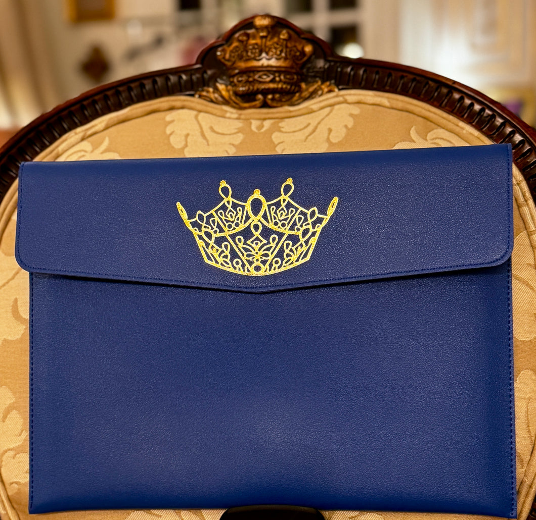 Notebook Portfolio Blue Leather with Gold Crown