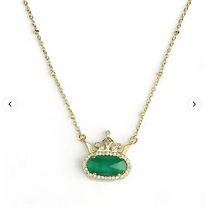 Load image into Gallery viewer, Kendra Scott Crown Necklace Gold Crown with Gemstone Pendant
